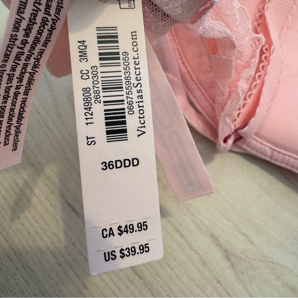 Victoria's Secret Pink Lace Bra 36DDD NWT - Picture 4 of 5